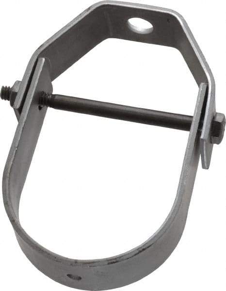 Made in USA - 2" Pipe, 3/8" Rod, Carbon Steel Adjustable Clevis Hanger - Black Coated, 610 Lb Capacity - Americas Tooling