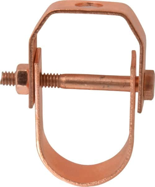 Value Collection - 1-1/4" Pipe, 3/8" Rod, Carbon Steel Adjustable Clevis Hanger - Copper Plated, 250 Lb Capacity - Americas Tooling