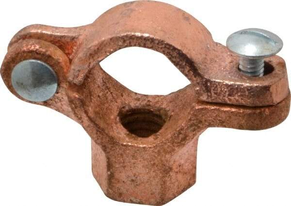 Value Collection - 1/2" Pipe, 3/8" Rod, Copper Plated Split Clamp - 180 Lb Capacity, Malleable Iron - Americas Tooling