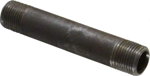 Made in USA - Schedule 40, 3/8" Diam x 3-1/2" Long Steel Black Pipe Nipple - Threaded - Americas Tooling