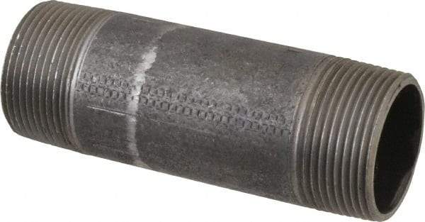 Made in USA - Schedule 40, 1-1/4" Diam x 4-1/2" Long Steel Black Pipe Nipple - Threaded - Americas Tooling