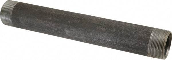 Made in USA - Schedule 40, 1-1/2" Diam x 12" Long Steel Black Pipe Nipple - Threaded - Americas Tooling