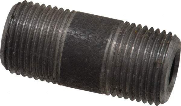 Made in USA - Schedule 80, 3/8" Diam x 1-1/2" Long Steel Black Pipe Nipple - Threaded - Americas Tooling