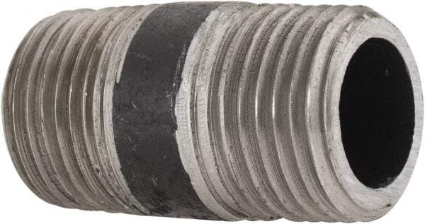 Made in USA - Schedule 80, 1/2" Diam x 1-1/2" Long Steel Black Pipe Nipple - Threaded - Americas Tooling