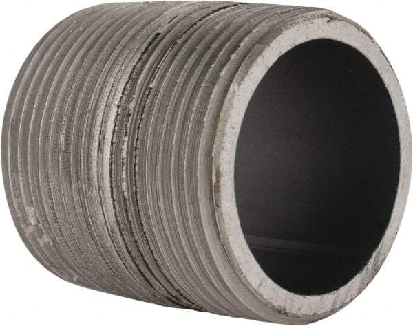 Made in USA - Schedule 80, 1-1/4" Diam x 1-5/8" Long Steel Black Pipe Nipple - Threaded - Americas Tooling