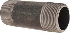 Made in USA - Schedule 80, 1-1/4" Diam x 4" Long Steel Black Pipe Nipple - Threaded - Americas Tooling