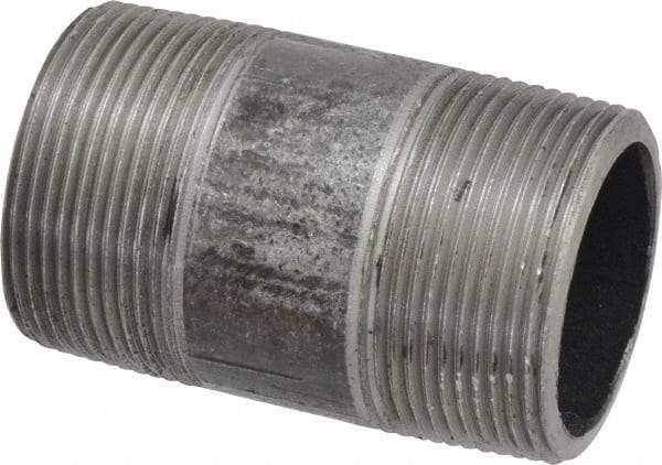 Made in USA - Schedule 80, 1-1/2" Diam x 3" Long Steel Black Pipe Nipple - Threaded - Americas Tooling