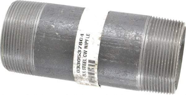 Made in USA - Schedule 80, 2" Diam x 5-1/2" Long Steel Black Pipe Nipple - Threaded - Americas Tooling