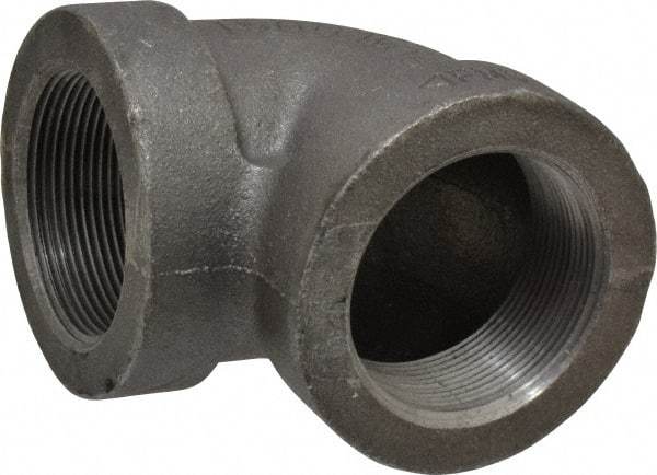 Made in USA - Size 2", Class 300, Malleable Iron Black Pipe 90° Elbow - 300 psi, Threaded End Connection - Americas Tooling