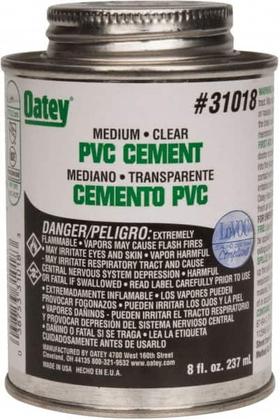 Oatey - 8 oz Medium Bodied Cement - Clear, Use with PVC up to 6" Diam - Americas Tooling