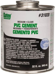 Oatey - 32 oz Medium Bodied Cement - Clear, Use with PVC up to 6" Diam - Americas Tooling