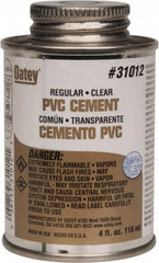 Oatey - 4 oz Regular Bodied Cement - Clear, Use with Schedule 40 PVC up to 4" Diam & Schedule 80 PVC up to 2" Diam - Americas Tooling