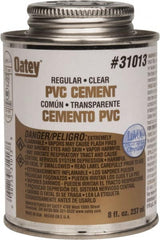 Oatey - 8 oz Regular Bodied Cement - Clear, Use with Schedule 40 PVC up to 4" Diam & Schedule 80 PVC up to 2" Diam - Americas Tooling