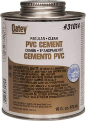 Oatey - 16 oz Regular Bodied Cement - Clear, Use with Schedule 40 PVC up to 4" Diam & Schedule 80 PVC up to 2" Diam - Americas Tooling