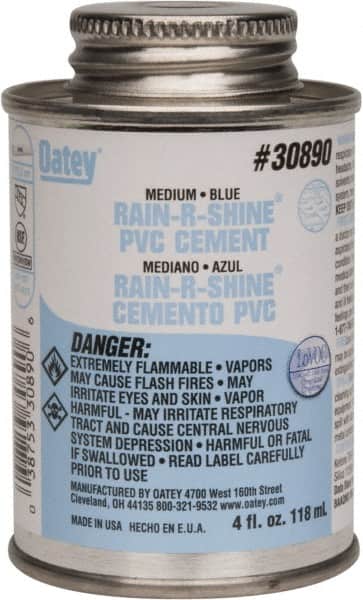 Oatey - 4 oz Medium Bodied Cement - Blue, Use with PVC up to 6" Diam - Americas Tooling