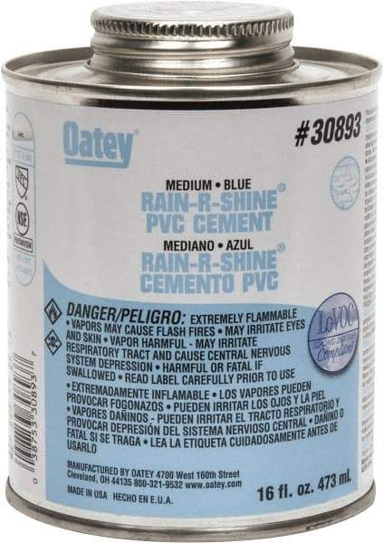 Oatey - 16 oz Medium Bodied Cement - Blue, Use with PVC up to 6" Diam - Americas Tooling