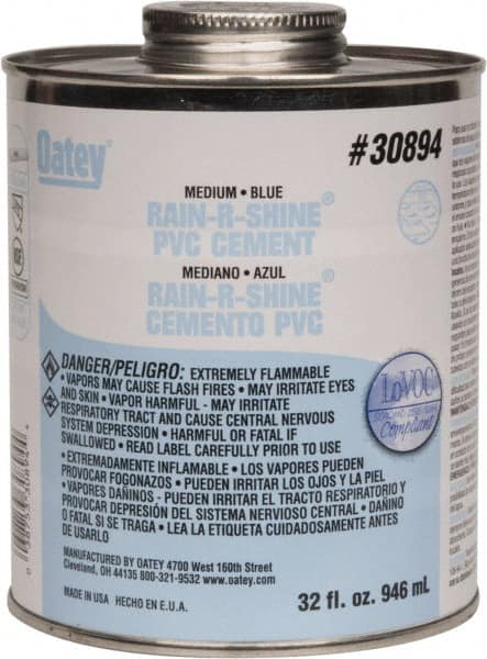 Oatey - 32 oz Medium Bodied Cement - Blue, Use with PVC up to 6" Diam - Americas Tooling