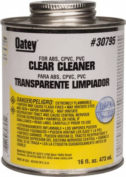 Oatey - 16 oz All-Purpose Cleaner - Clear, Use with ABS, PVC & CPVC For All Diameters - Americas Tooling