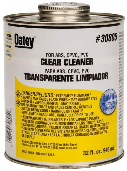 Oatey - 32 oz All-Purpose Cleaner - Clear, Use with ABS, PVC & CPVC For All Diameters - Americas Tooling