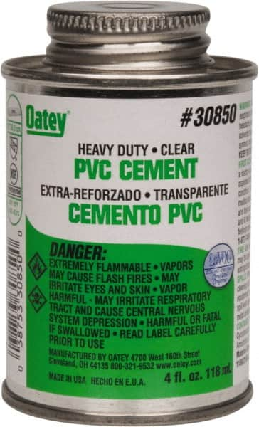 Oatey - 4 oz Heavy Duty Cement - Clear, Use with PVC up to 12" Diam - Americas Tooling