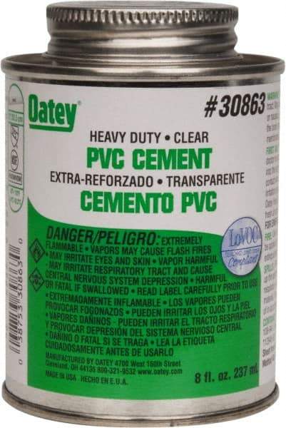 Oatey - 8 oz Heavy Duty Cement - Clear, Use with PVC up to 12" Diam - Americas Tooling