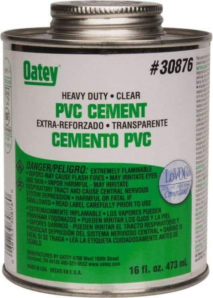 Oatey - 16 oz Heavy Duty Cement - Clear, Use with PVC up to 12" Diam - Americas Tooling