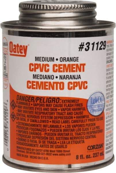 Oatey - 8 oz Medium Bodied Cement - Orange, Use with CPVC & CTS up to 6" Diam - Americas Tooling