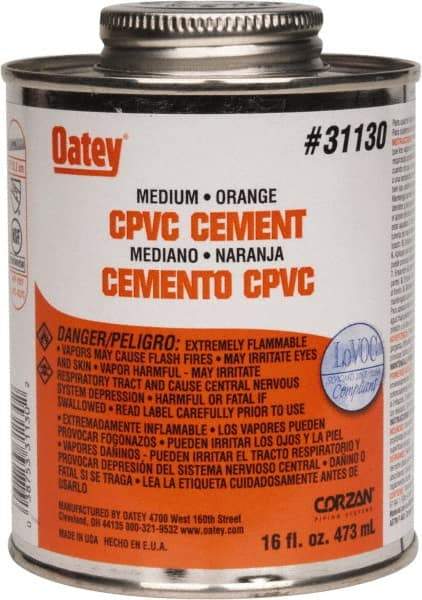 Oatey - 16 oz Medium Bodied Cement - Orange, Use with CPVC & CTS up to 6" Diam - Americas Tooling