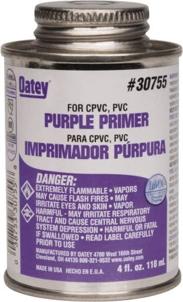 Oatey - 4 oz All Purpose Primer/Cleaner - Purple, Use with PVC & CPVC - Americas Tooling