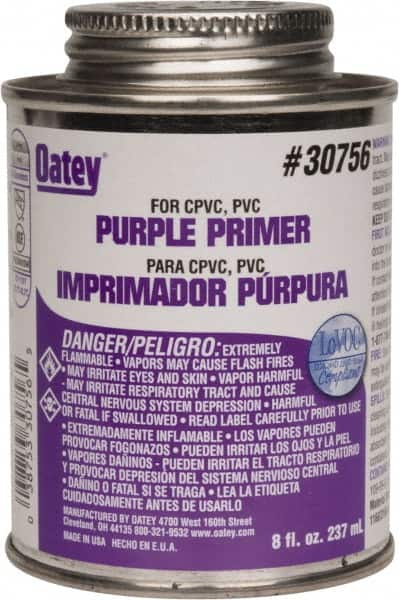 Oatey - 8 oz All Purpose Primer/Cleaner - Purple, Use with PVC & CPVC - Americas Tooling