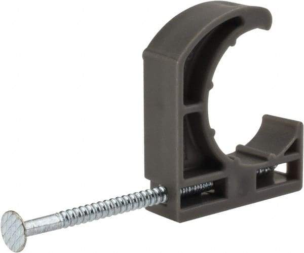 Oatey - 3/4" Pipe, Ribbed Pipe Clamp with Nail - Gray, Polyethylene - Americas Tooling