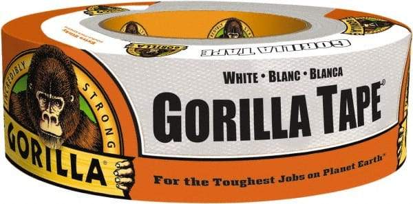 Gorilla Tape - 1-7/8" x 30 Yds White Duct Tape - 17 mil, Rubber Adhesive, Cotton/Polyester Blend Cloth Backing, 32°F to 150°F - Americas Tooling