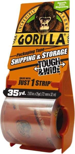 Gorilla Tape - 2-7/8" x 35 Yd Clear Acrylic Adhesive Packaging Tape - BOPP Film Backing, 3.4 mil Thick, 44 Lb Tensile Strength - Americas Tooling