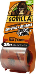 Gorilla Tape - 2-7/8" x 35 Yd Clear Acrylic Adhesive Packaging Tape - BOPP Film Backing, 3.4 mil Thick, 44 Lb Tensile Strength - Americas Tooling