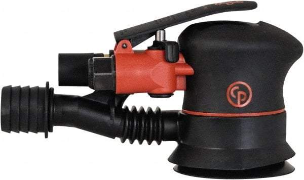 Chicago Pneumatic - 12,000 OPM, 16 CFM Air Consumption, 90 psi Air Pressure, Palm Air Orbital Sander - Round Pad, Hook & Loop Backing, 1/4" Inlet - Americas Tooling