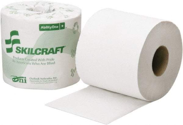 Ability One - 1,000' Roll Length x 3-3/4" Sheet Width, Standard Roll Toilet Tissue - 1,000 Sheets per Roll, Single Ply, White, Recycled Fiber - Americas Tooling