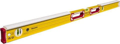 Stabila - 48" Long 3 Vial Spirit Level - Aluminum, Yellow, 2 Plumb & 1 Level Vials - Americas Tooling