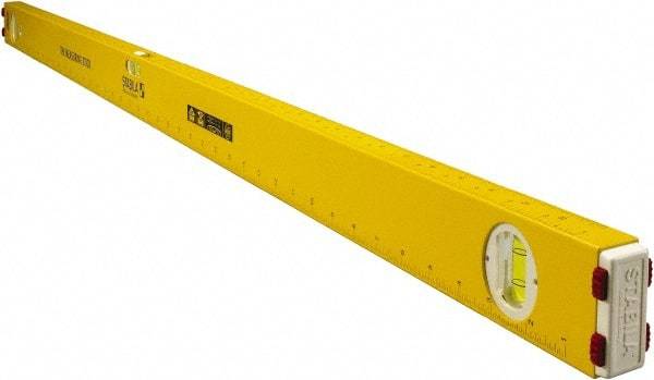 Stabila - 48" Long 3 Vial Spirit Level - Aluminum, Yellow, 2 Plumb & 1 Level Vials - Americas Tooling