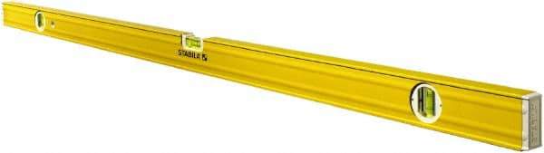 Stabila - 72" Long 3 Vial Box Beam Level - Aluminum, Yellow, 2 Plumb & 1 Level Vials - Americas Tooling