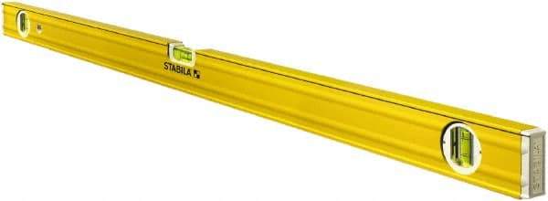 Stabila - 48" Long 3 Vial Box Beam Level - Aluminum, Yellow, 2 Plumb & 1 Level Vials - Americas Tooling