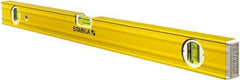 Stabila - 24" Long 3 Vial Box Beam Level - Aluminum, Yellow, 2 Plumb & 1 Level Vials - Americas Tooling