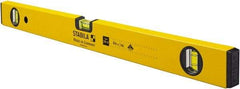 Stabila - 24" Long 3 Vial Box Beam Level - Aluminum, Yellow, 2 Plumb & 1 Level Vials - Americas Tooling