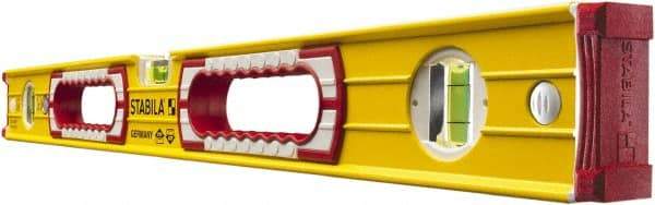 Stabila - 24" Long 3 Vial Box Beam Level - Aluminum, Yellow, 2 Plumb & 1 Level Vials - Americas Tooling