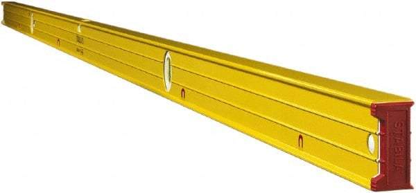 Stabila - Magnetic 96" Long 3 Vial Box Beam Level - Aluminum, Yellow, 2 Plumb & 1 Level Vials - Americas Tooling