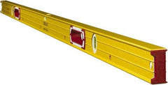 Stabila - Magnetic 78" Long 3 Vial Box Beam Level - Aluminum, Yellow, 2 Plumb & 1 Level Vials - Americas Tooling