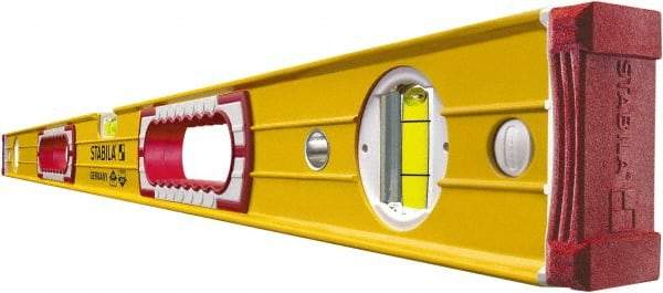 Stabila - Magnetic 36" Long 3 Vial Box Beam Level - Aluminum, Yellow, 2 Plumb & 1 Level Vials - Americas Tooling