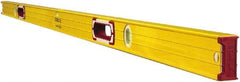 Stabila - 59" Long 3 Vial Box Beam Level - Aluminum, Yellow, 2 Plumb & 1 Level Vials - Americas Tooling