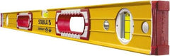 Stabila - 48" Long 3 Vial Box Beam Level - Aluminum, Yellow, 2 Plumb & 1 Level Vials - Americas Tooling