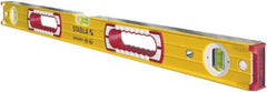 Stabila - 36" Long 3 Vial Box Beam Level - Aluminum, Yellow, 2 Plumb & 1 Level Vials - Americas Tooling