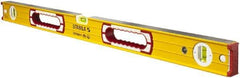 Stabila - 32" Long 3 Vial Box Beam Level - Aluminum, Yellow, 2 Plumb & 1 Level Vials - Americas Tooling